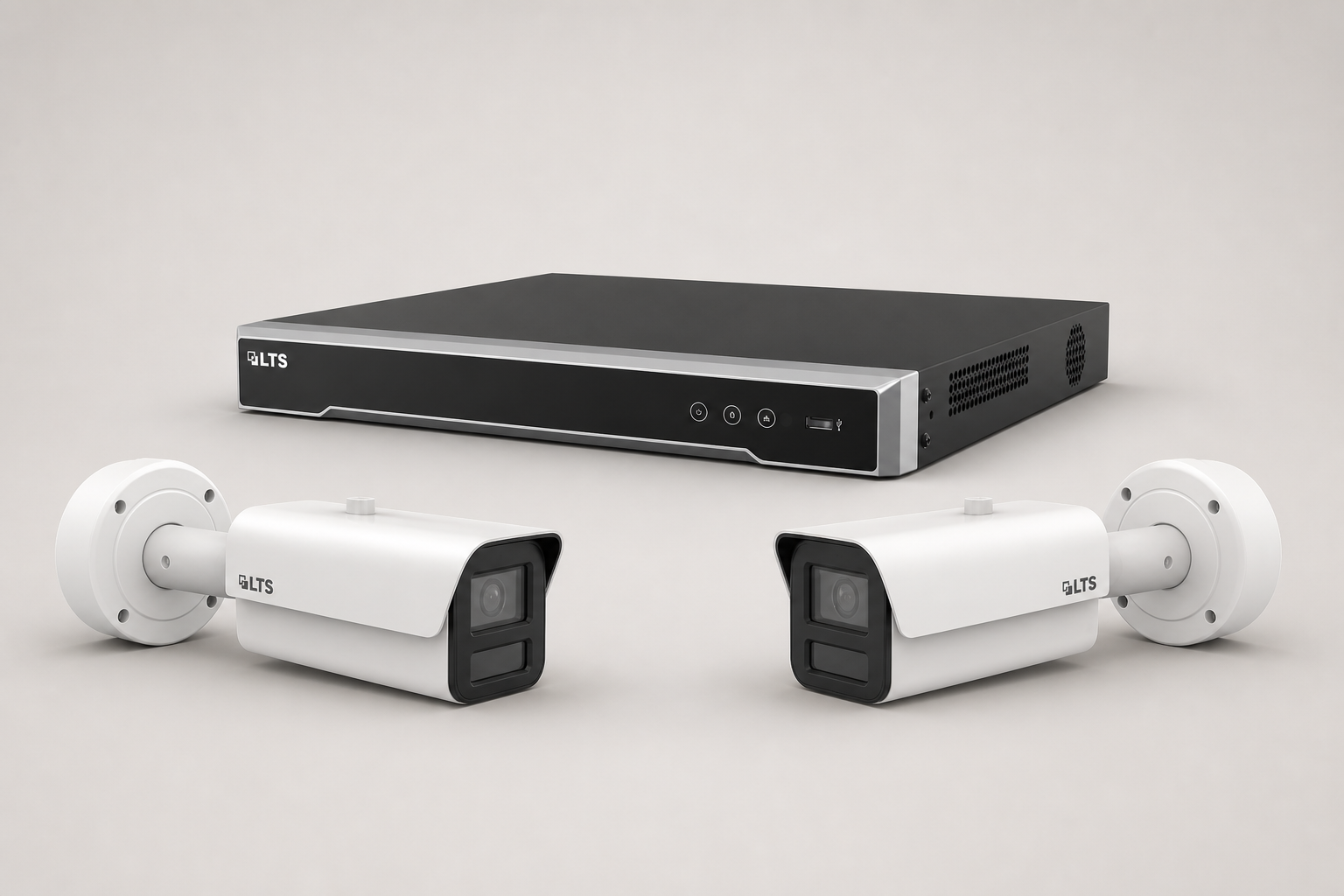 One LTS eight-channel PoE network recorder with two dedicated LTS license plate recognition bullet cameras