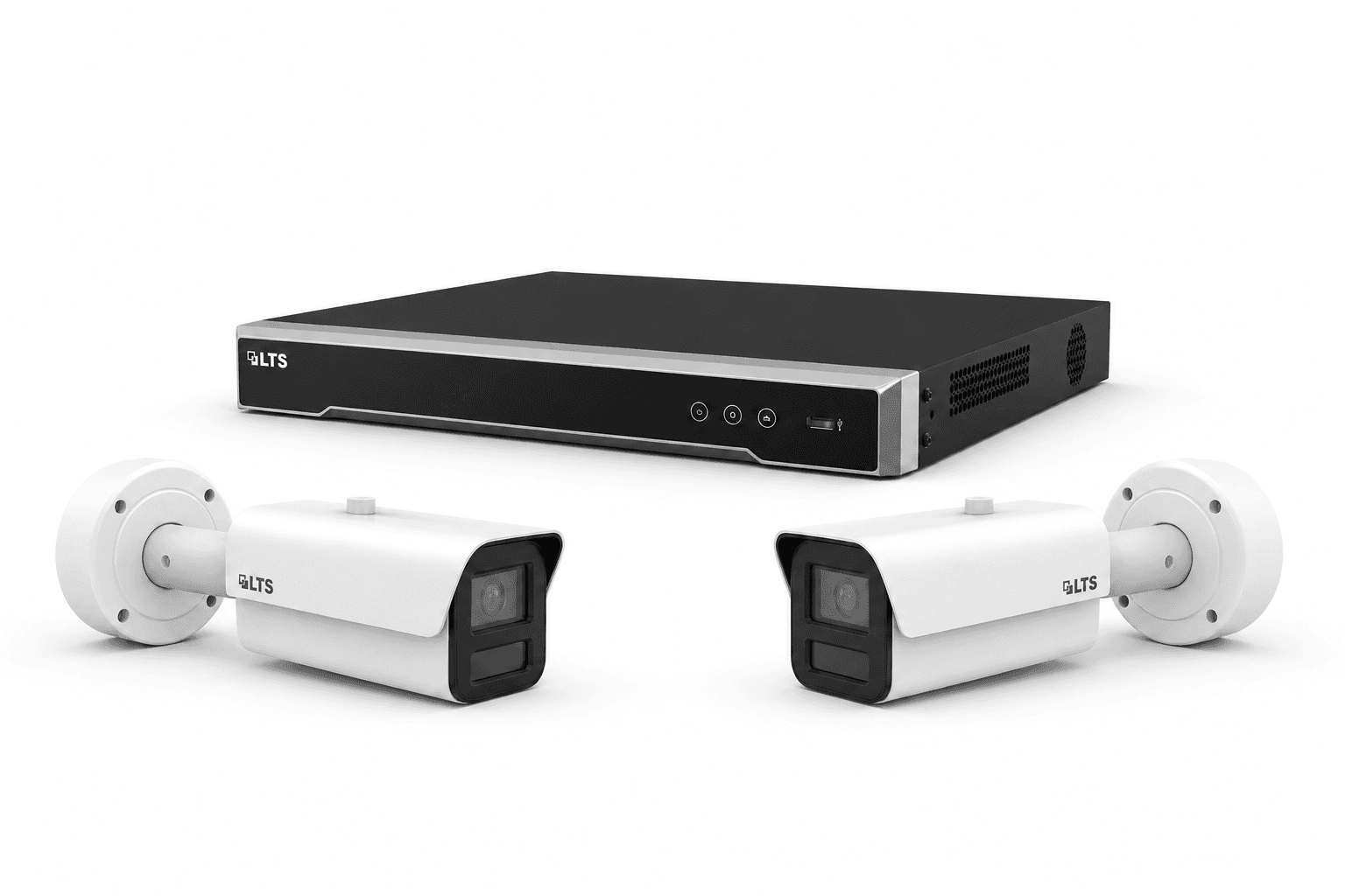 One LTS eight-channel PoE network recorder with two dedicated LTS license plate recognition bullet cameras