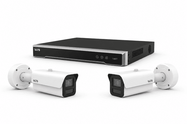 One LTS eight-channel PoE network recorder with two dedicated LTS license plate recognition bullet cameras