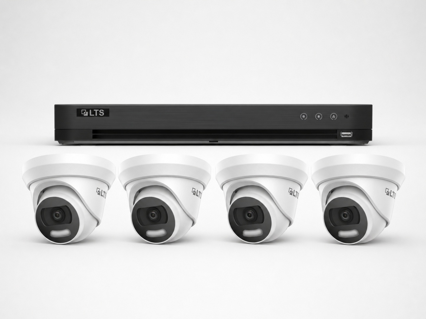 One LTS 4-channel 8MP DVR with four LTS 8MP 4K HD-TVI turret cameras