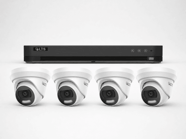One LTS 4-channel 8MP DVR with four LTS 8MP 4K HD-TVI turret cameras