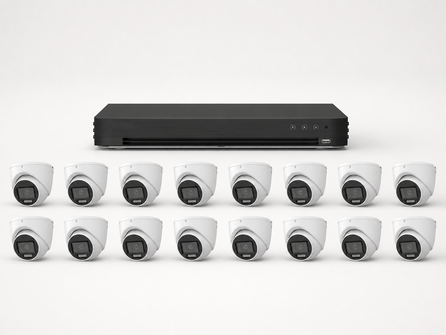One LTS 16-channel DVR with sixteen LTS 2MP HD-TVI turret cameras