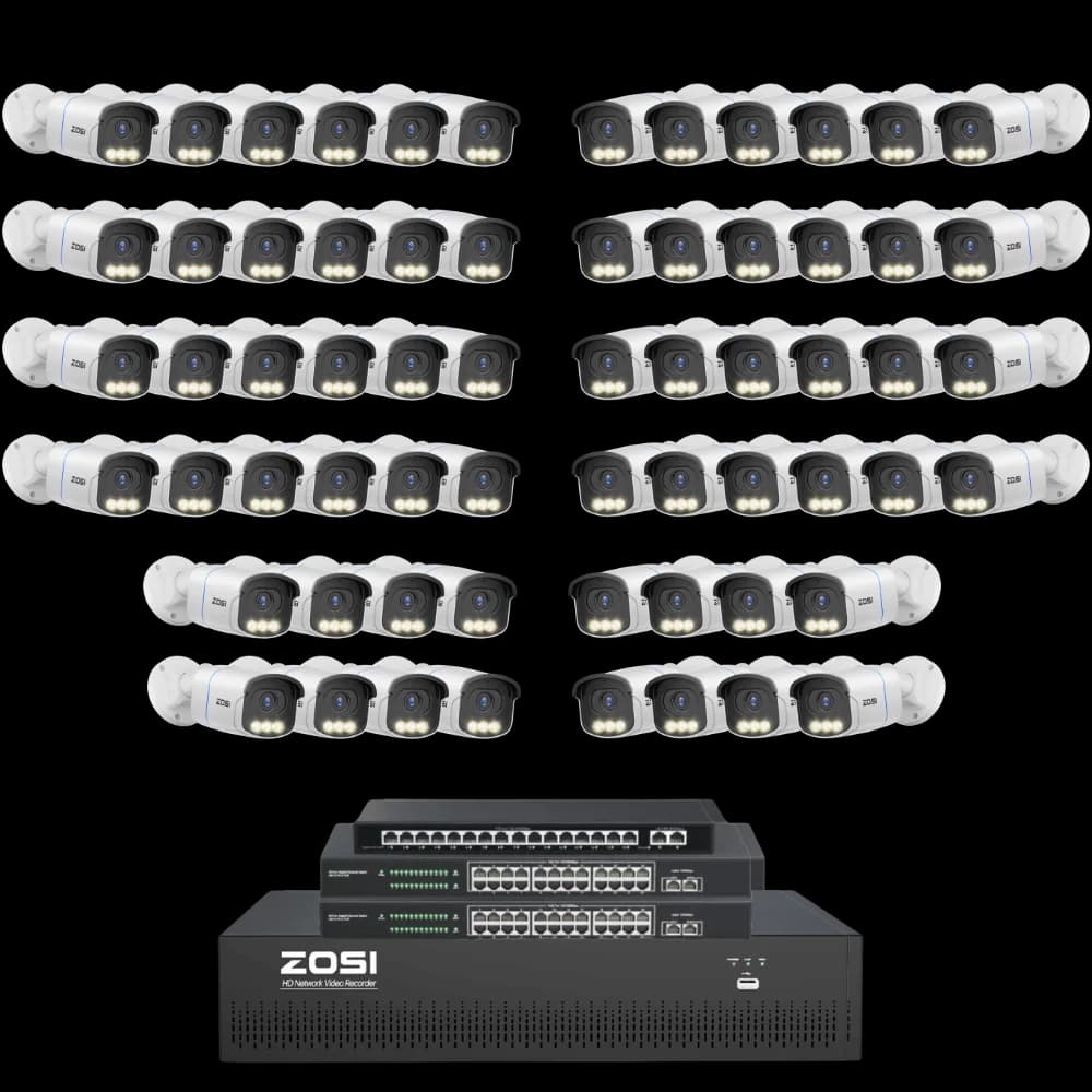 C186A 40-Camera White 4K 64-Channel PoE System — 16TB