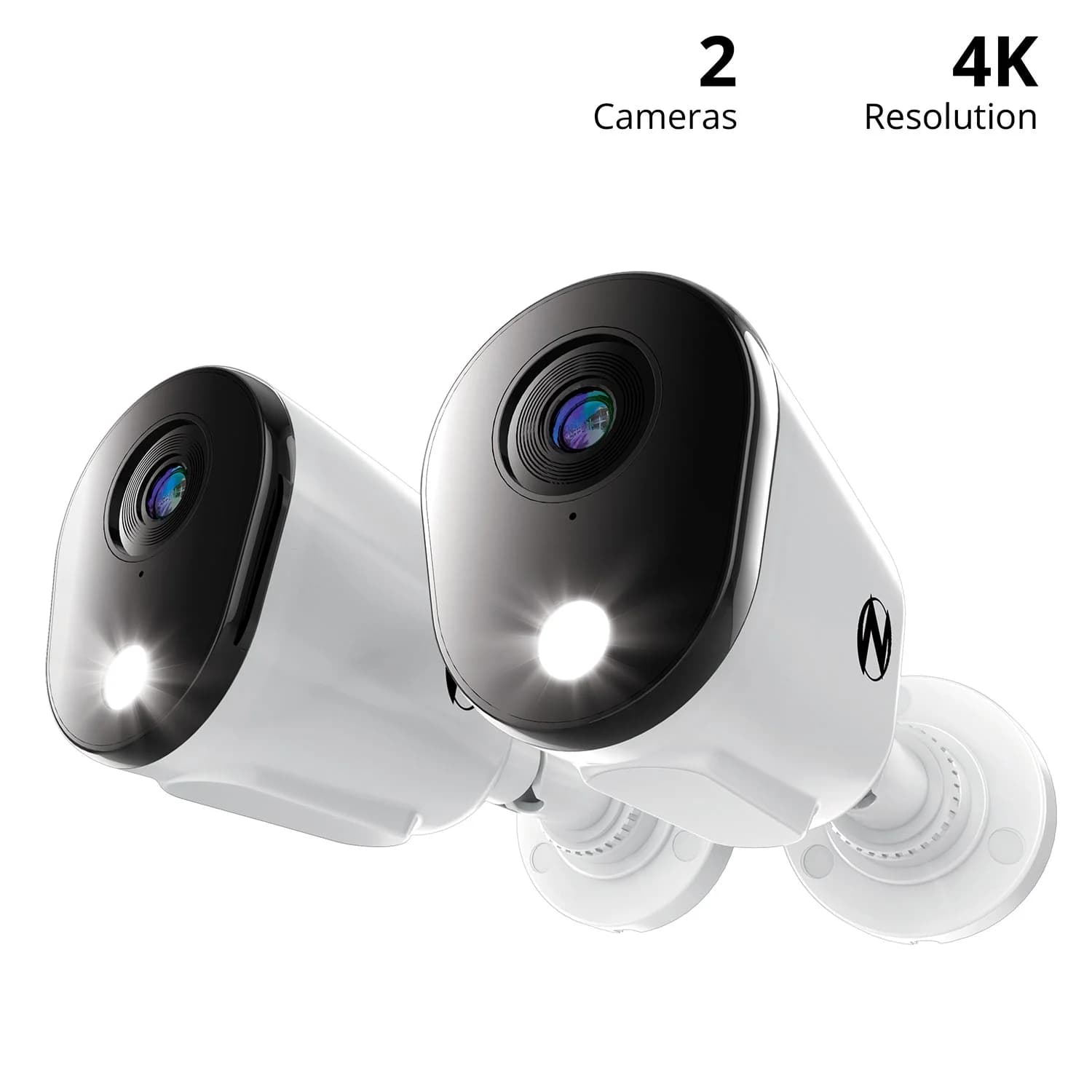 Refurbished Add On Wired 4K Deterrence Cameras with 2-Way Audio - 2 Pack - White