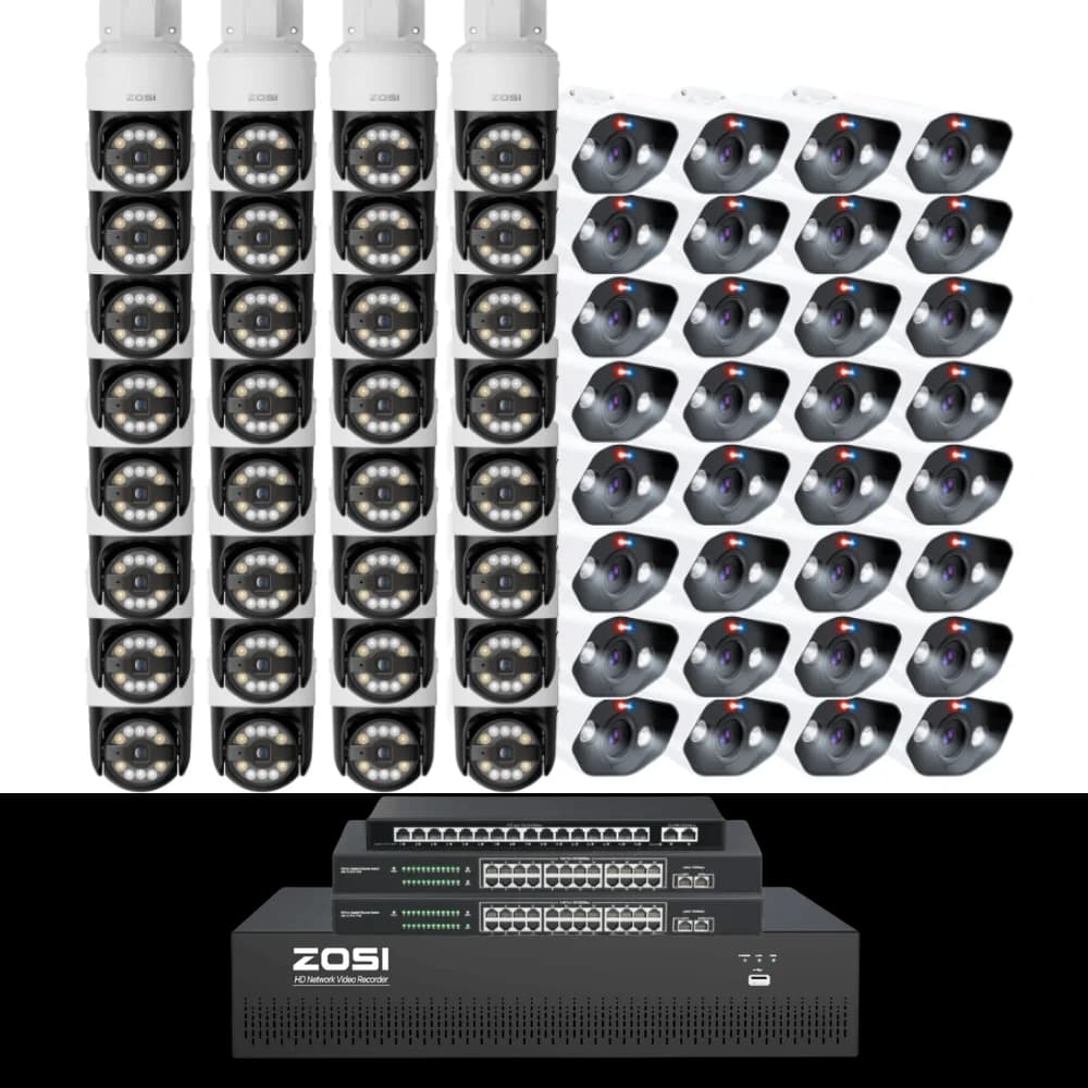 C296/C182 40-Camera White 4K 64-Channel PoE System — 16TB
