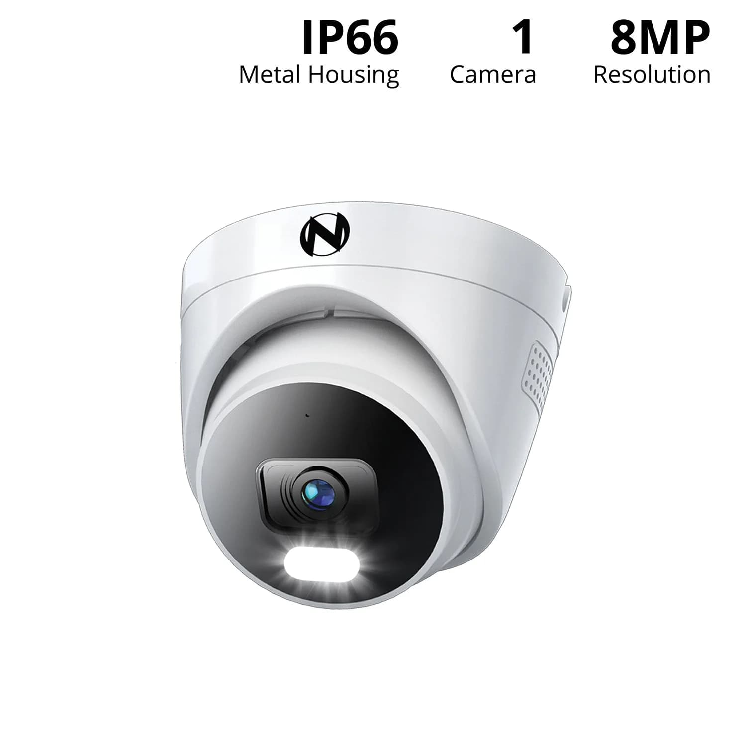 Ruggedized Add On Wired IP 4K Deterrence Dome Camera with 2-Way Audio - White