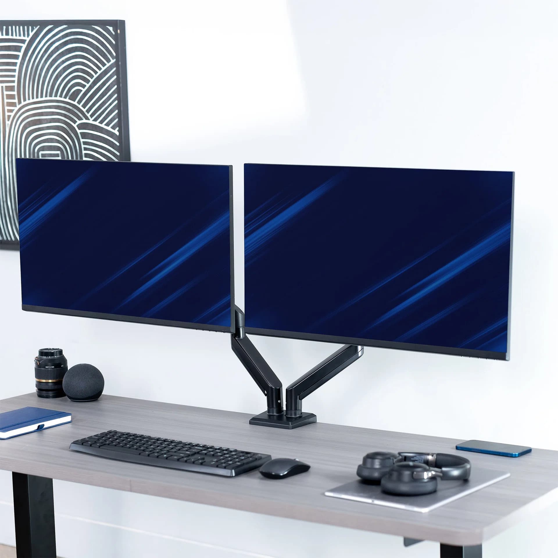 Pneumatic Arm Dual Monitor Desk Mount - 13” to 30” Screens