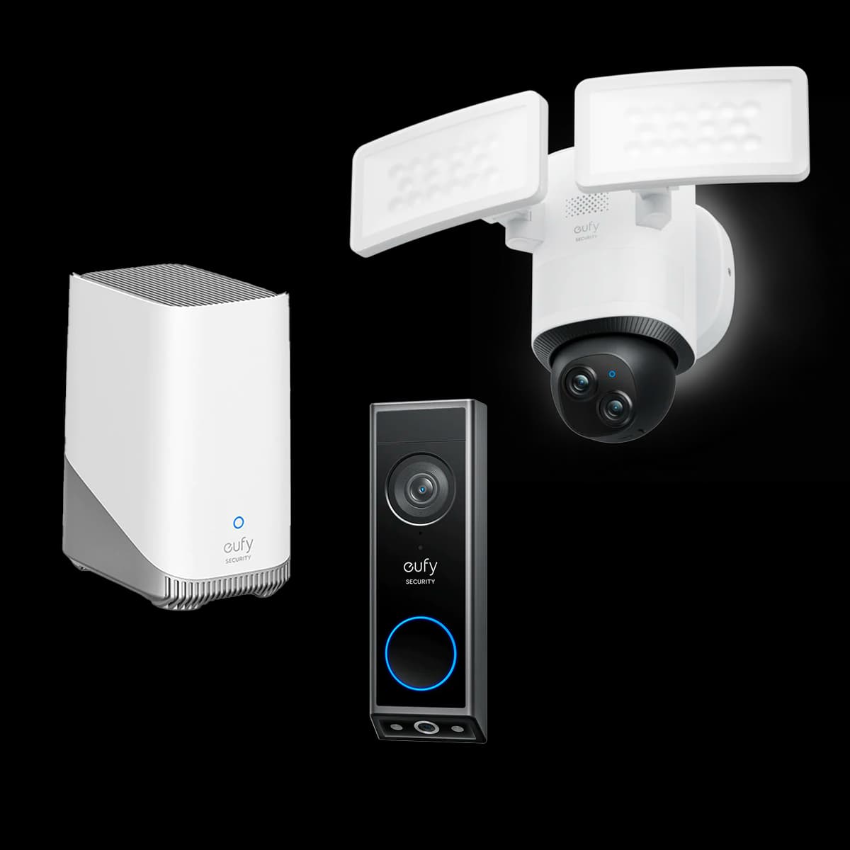 Video Doorbell E340 + Floodlight Camera E340 + eufy Homebase™ 3