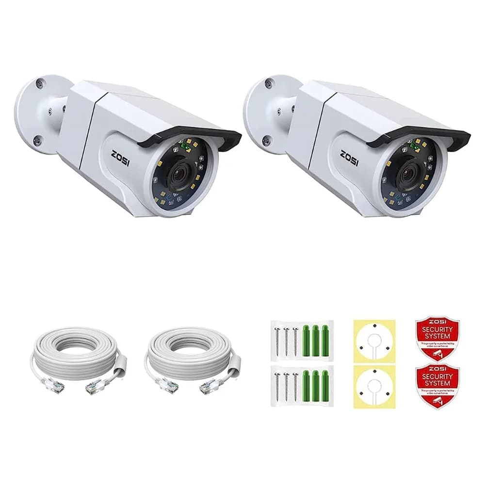 C105 4K PoE Camera with IR Night Vision + 60 ft Ethernet Cable — Black — 4-Camera Pack