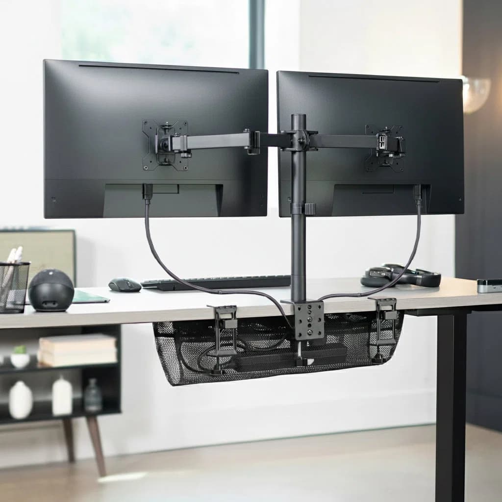 Clamp-on Under Desk Mesh Cable Management