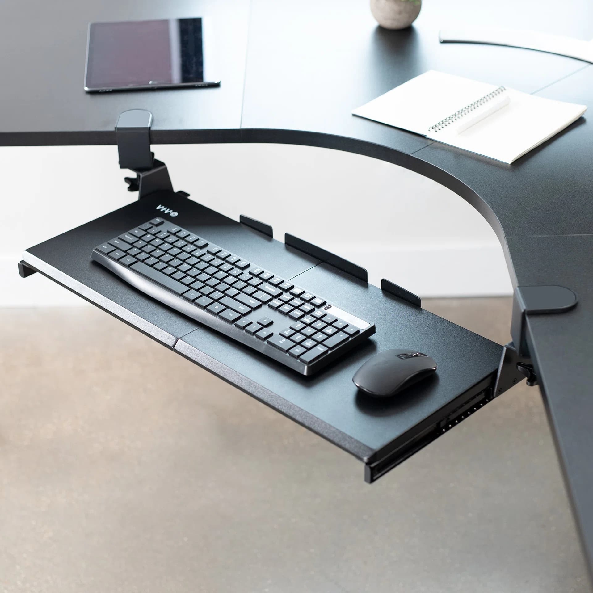 Clamp-on Keyboard Tray for Corner Desk