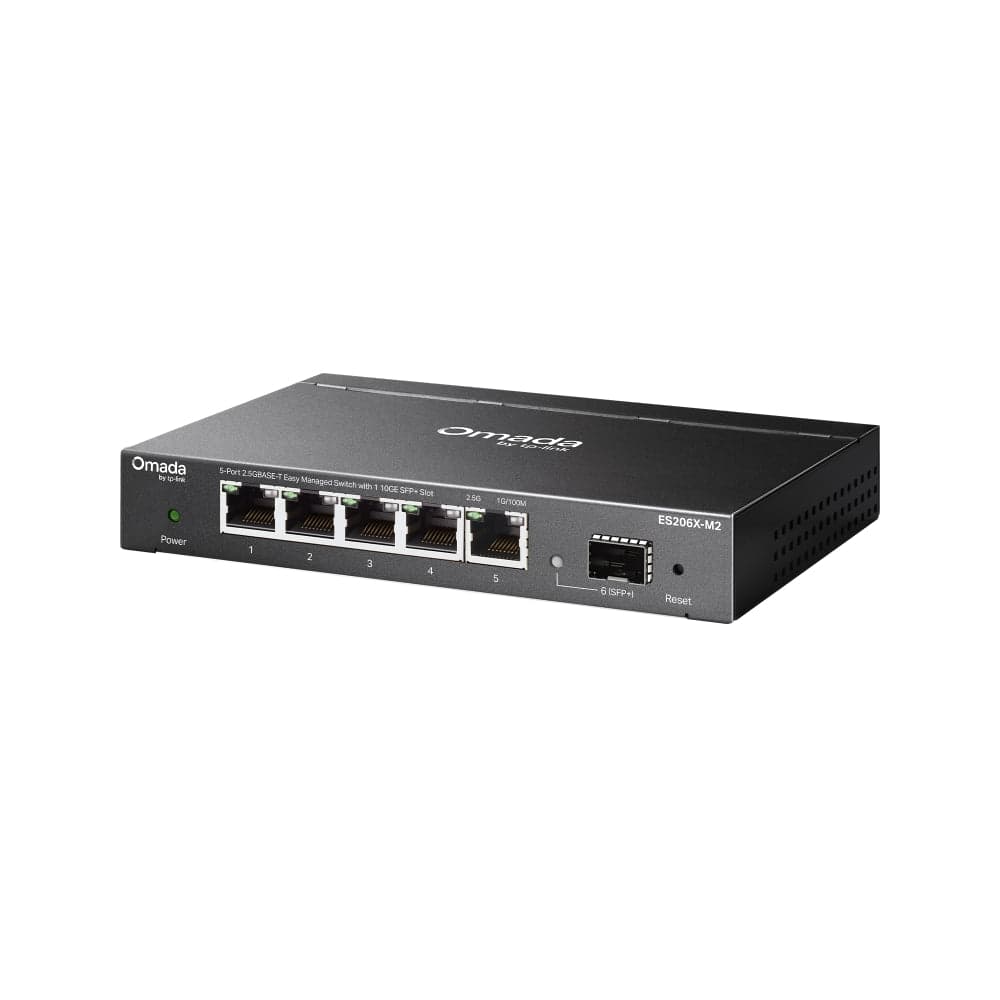 Omada 5-Port 2.5GBASE-T Easy Managed Switch with 1 10GE SFP+ Slot, ES206X-M2