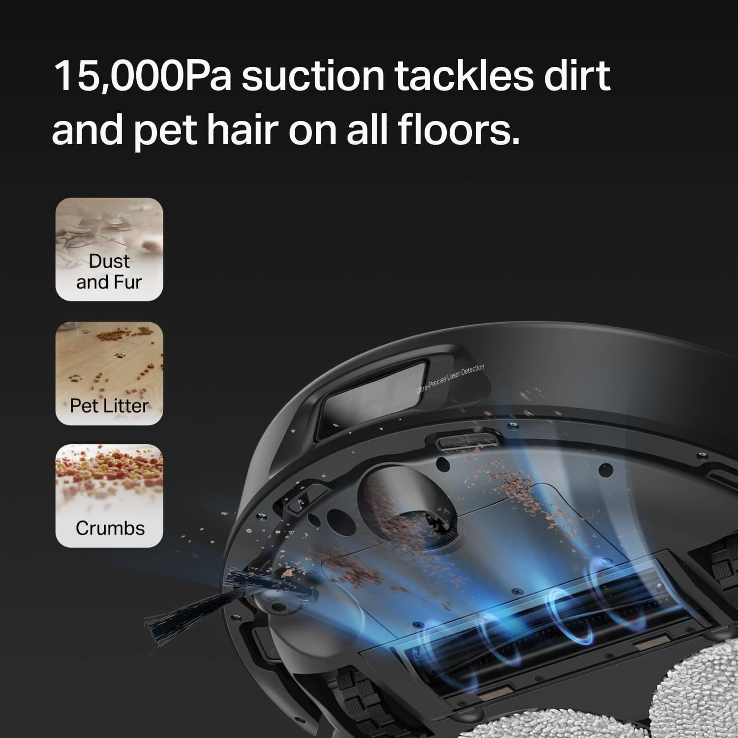 LiDAR + Dual-Laser Robot Vacuum and Mop with Advanced Dock 15000Pa Suction, Tapo RV50 Pro Omni