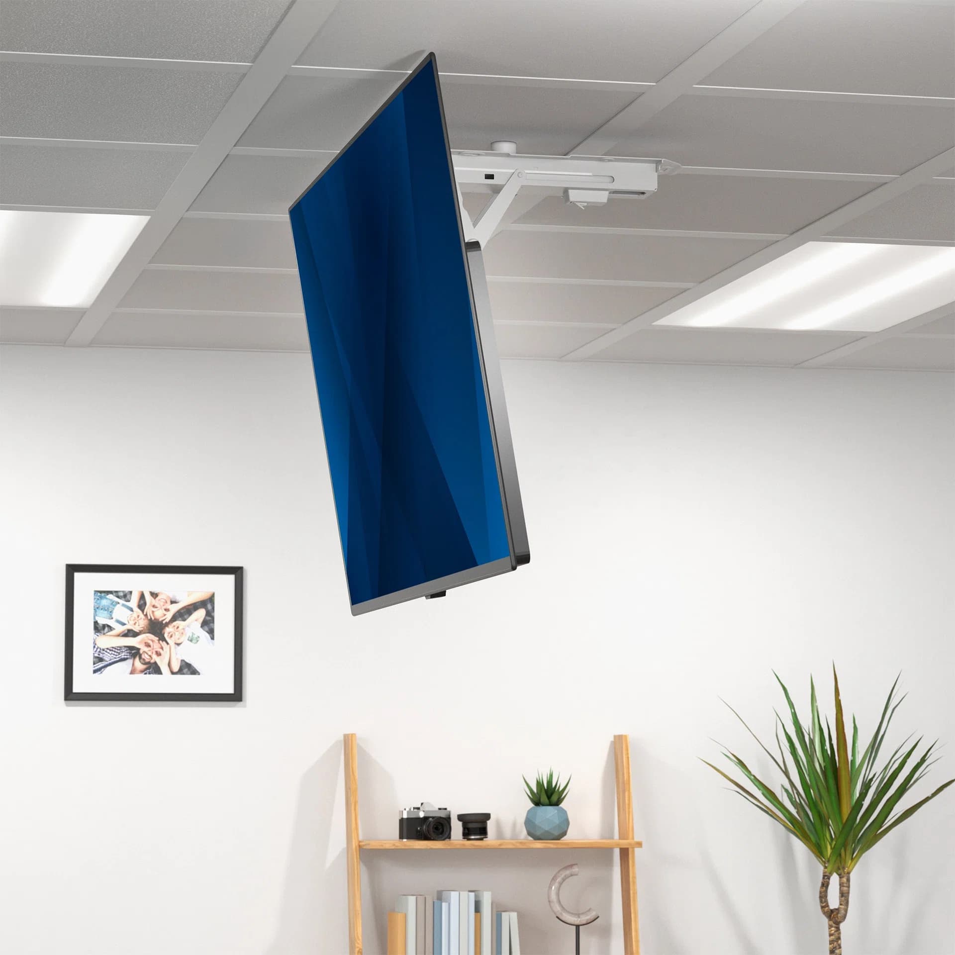 White Electric Flip Down Drop Ceiling TV Mount - 23" to 55" Screens