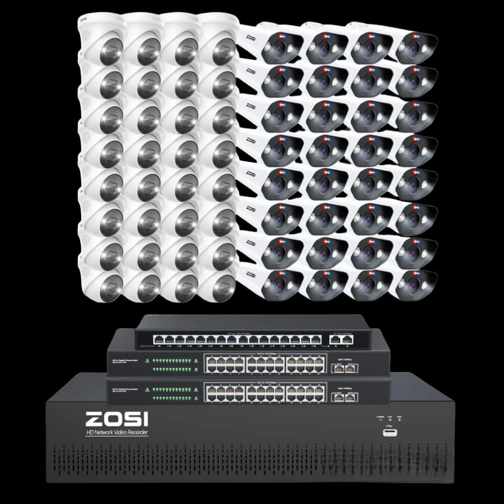 C182/C225 40-Camera White 4K 64-Channel PoE System — 16TB