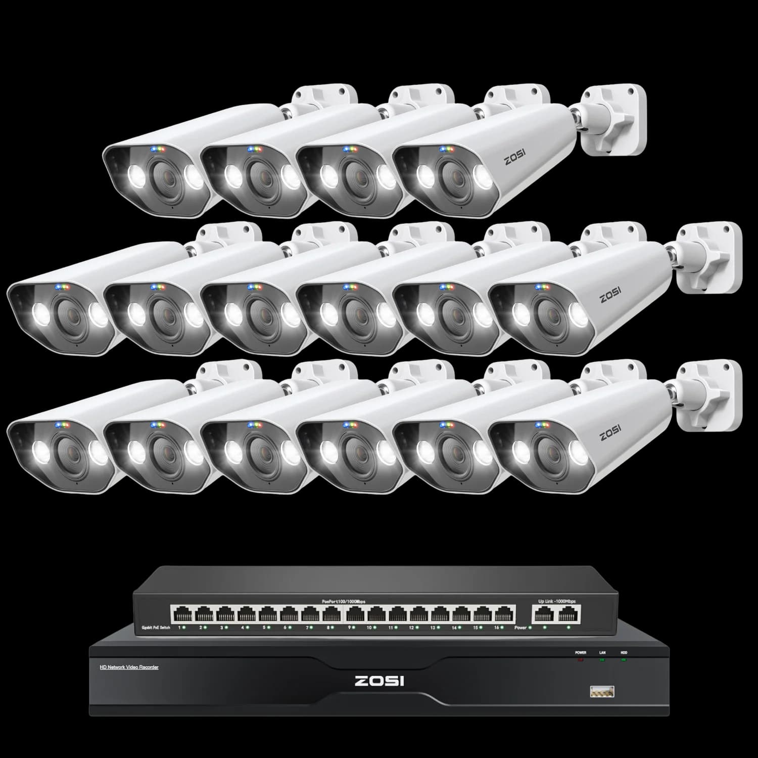 C182 32-Camera White 4K 32-Channel PoE System — 4TB — No Camera Cables