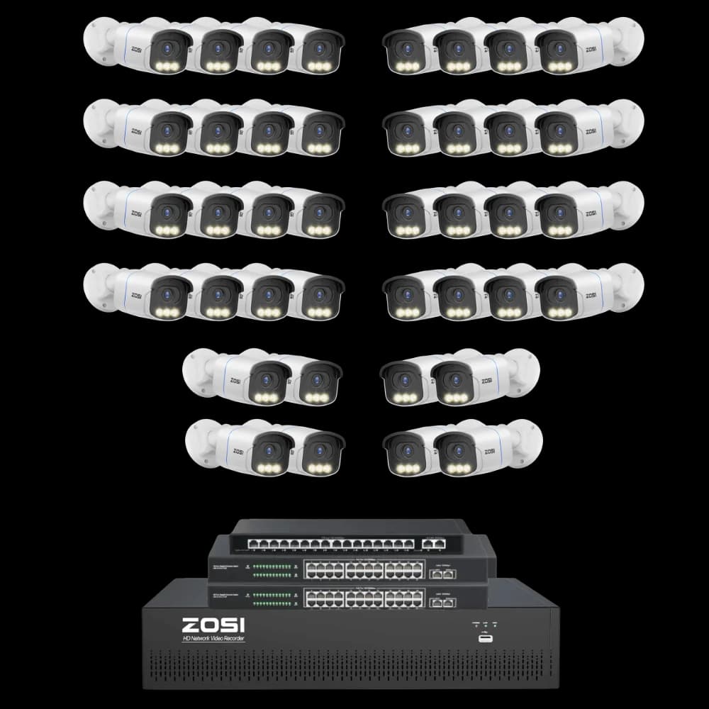 C186A 64-Camera White 4K 64-Channel PoE System — 16TB