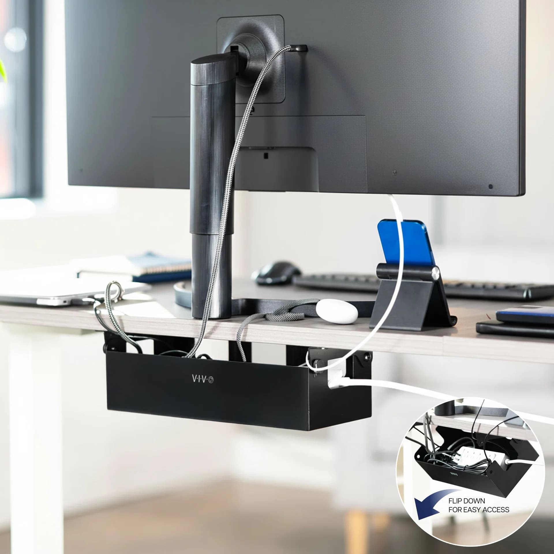 Flip Open Under Desk Cable Management Box