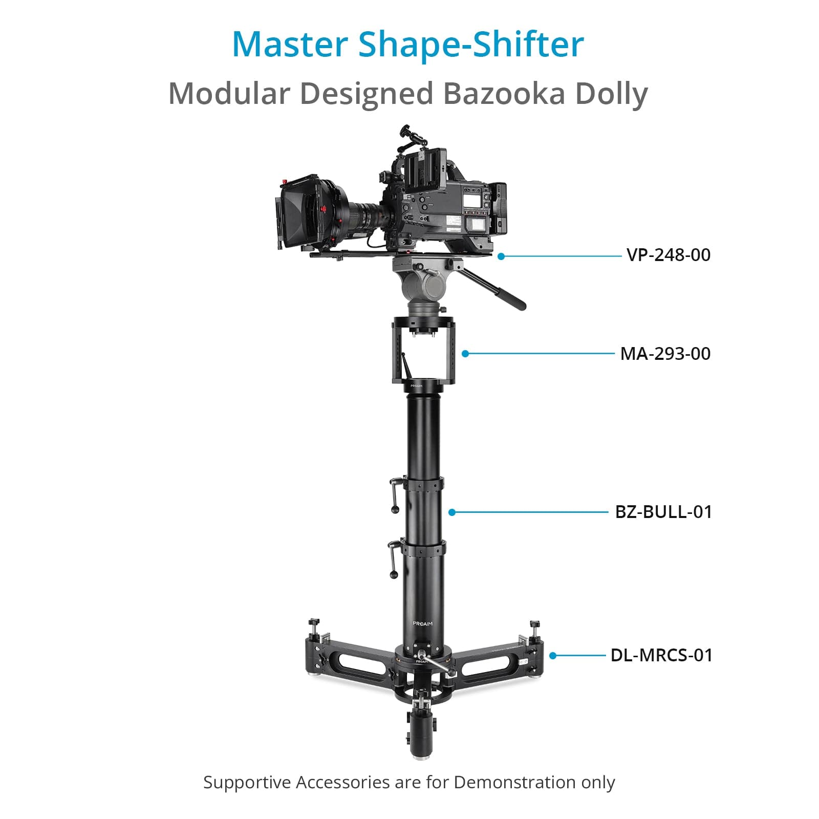 Marcus Camera Dolly with Mitchell & Euro/Elemac Adapter Base | For Bazooka, Tripod