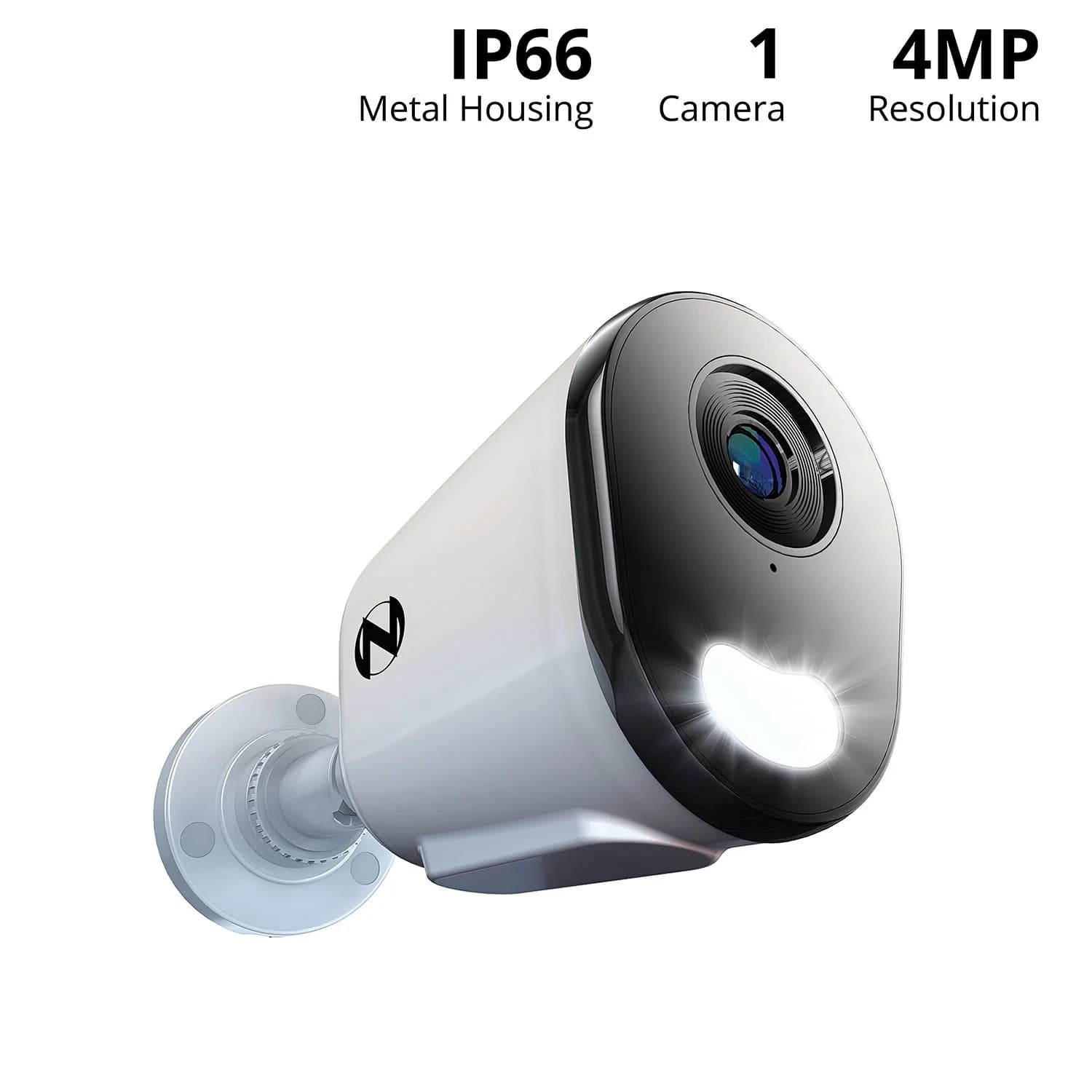 Ruggedized Add On Wired IP 4MP Deterrence Camera with 2-Way Audio - 1 Pack - White