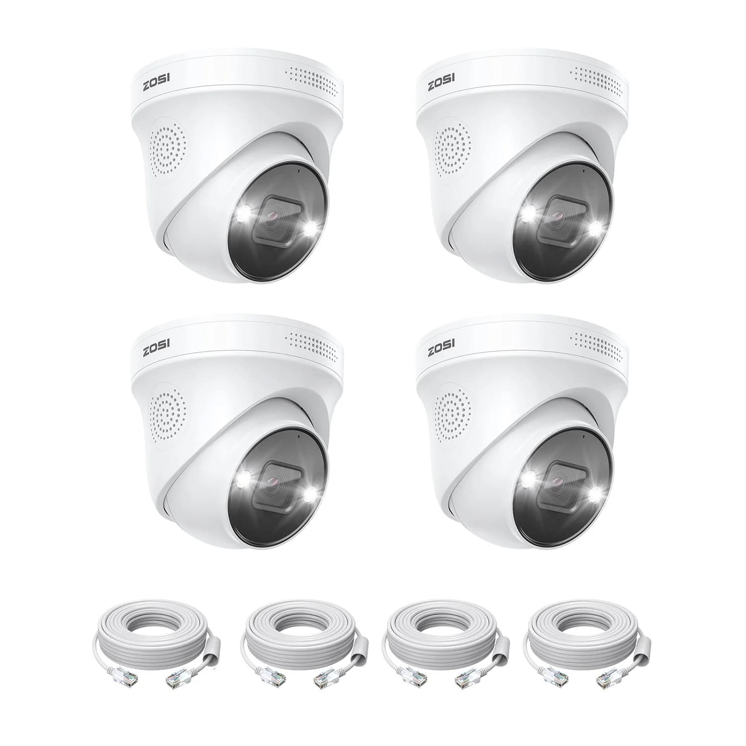 C225 2pcs/4pcs 5MP Add-on PoE Camera + 60 ft Ethernet Cable — 4-Camera Pack