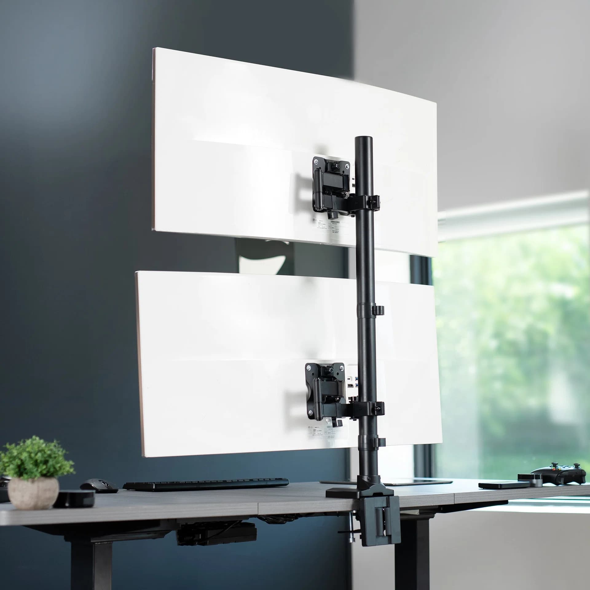 Dual Ultrawide Vertical Monitor Desk Mount with Arms - Up to 43" Screens