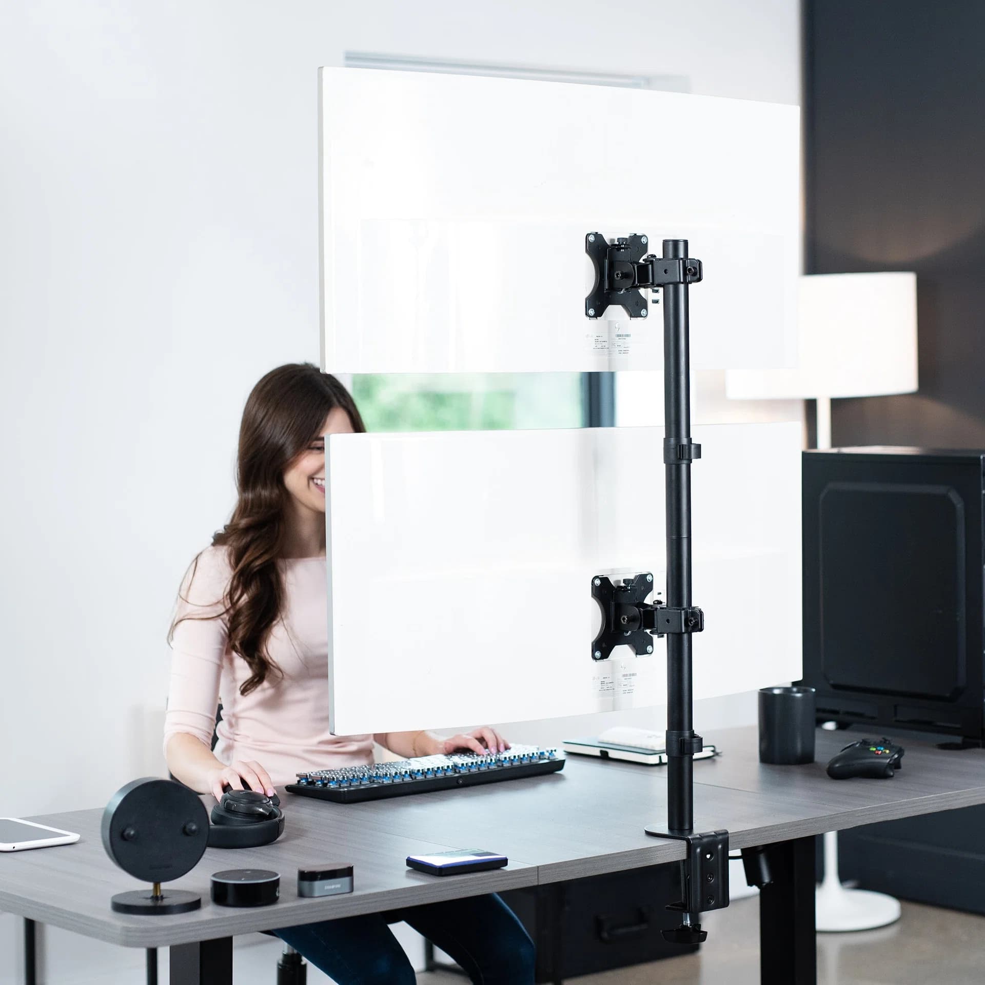 Dual Ultrawide Vertical Monitor Desk Mount - Up to 45" Screens