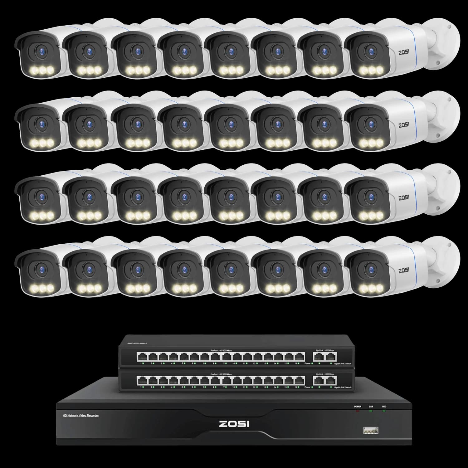 C186A 16-Camera White 4K 32-Channel PoE System — 4TB
