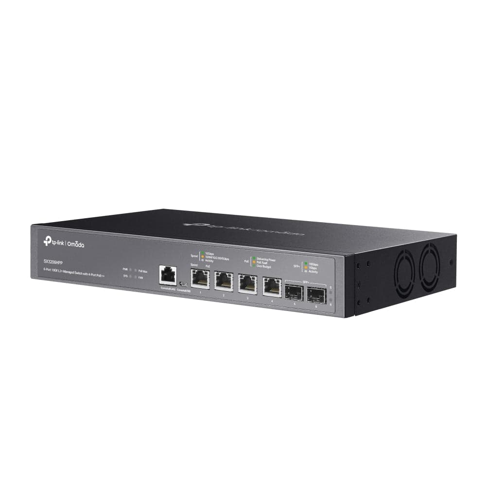 Omada 4-Port 10G and 2-Port 10GE SFP+ L2+ Managed PoE Switch with 4x PoE++, SX3206HPP