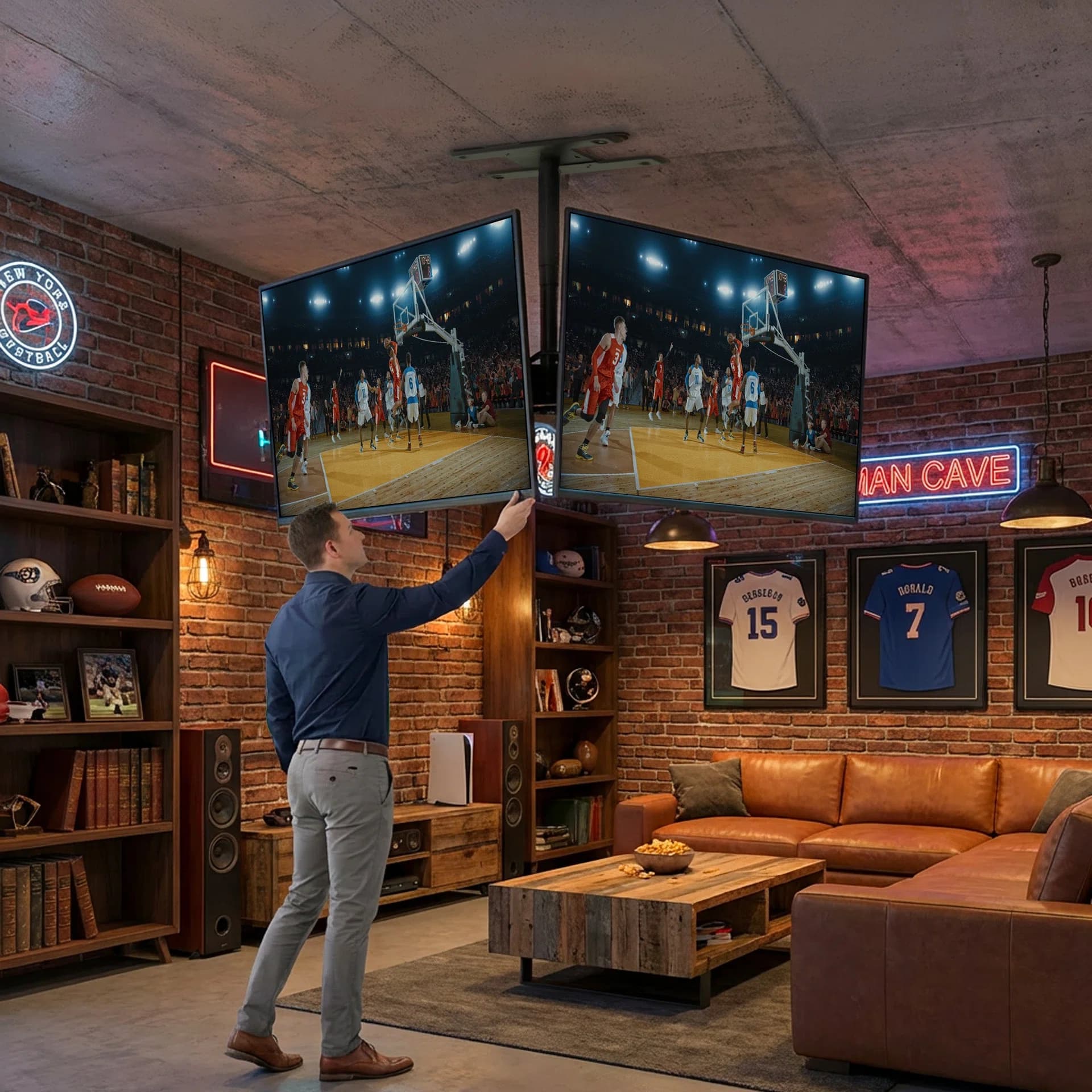 Hanging Quad TV Ceiling Mount - 32” to 50” Screens