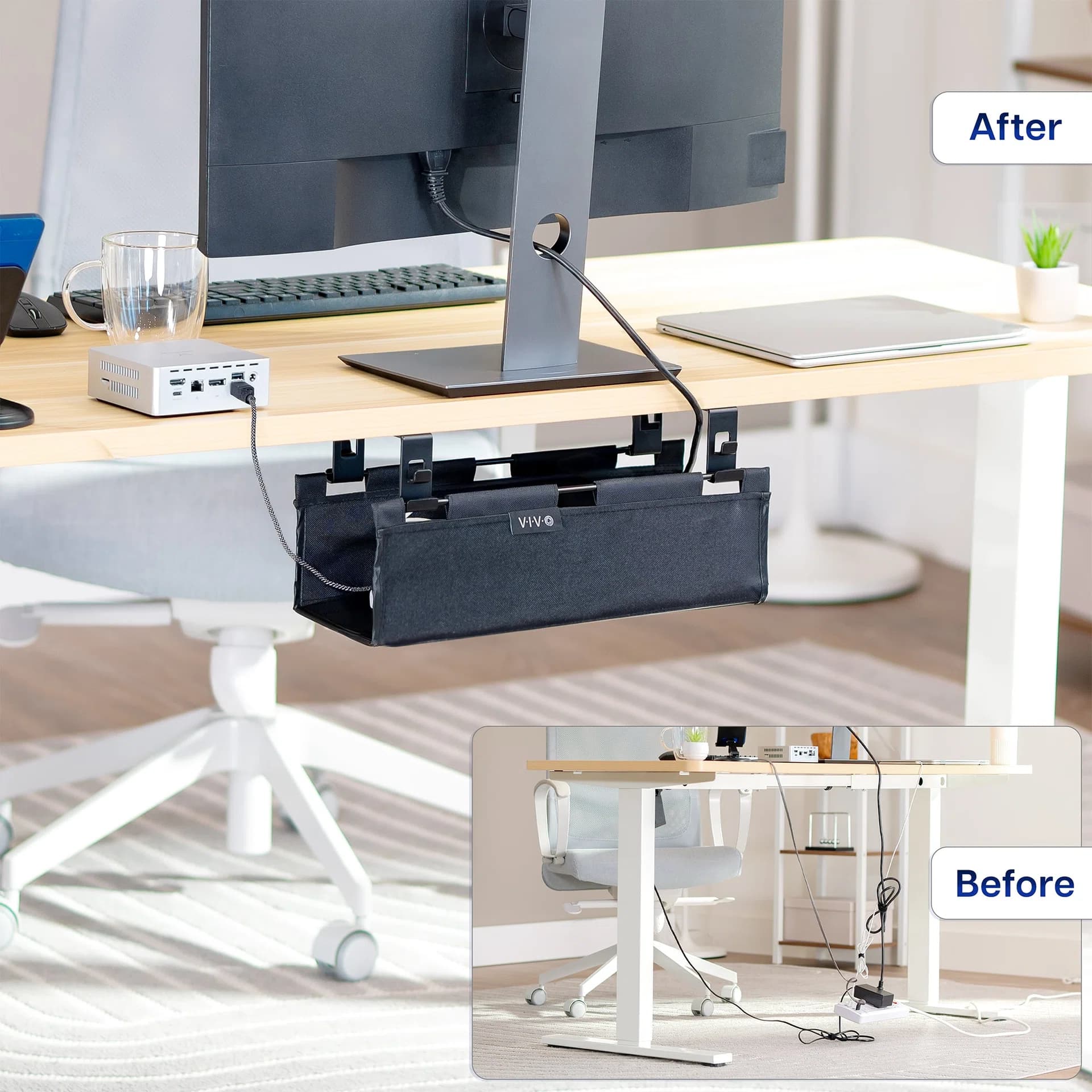 Under Desk Fabric Cable Management Tray