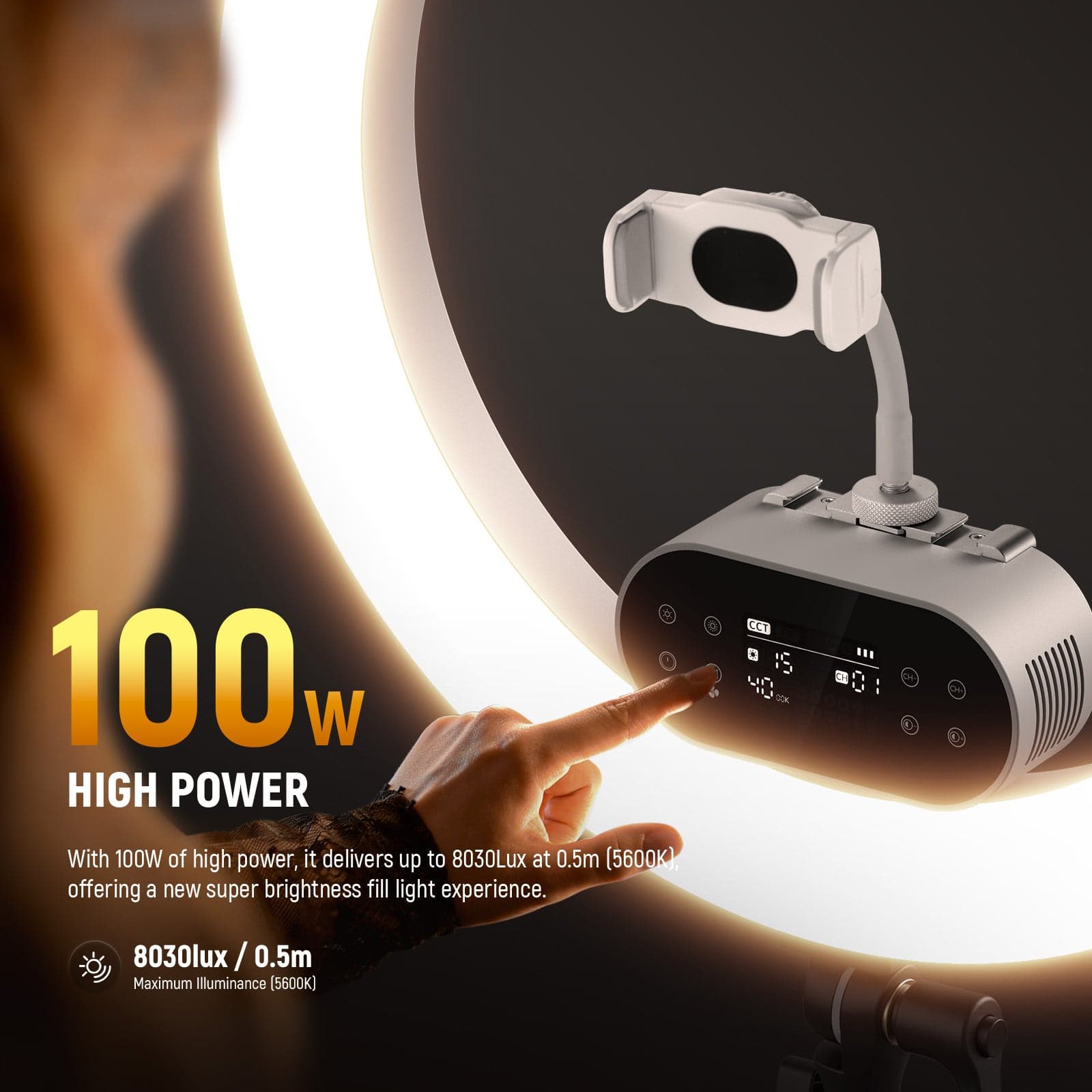 RH100B 19" 100W High Power LED Ring Light