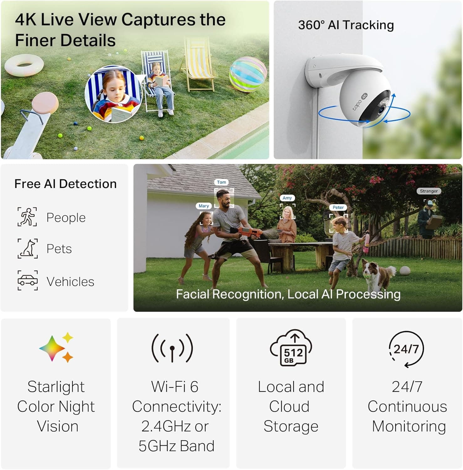 4K Pan/Tilt Wired Outdoor Security Camera, Tapo C560WS