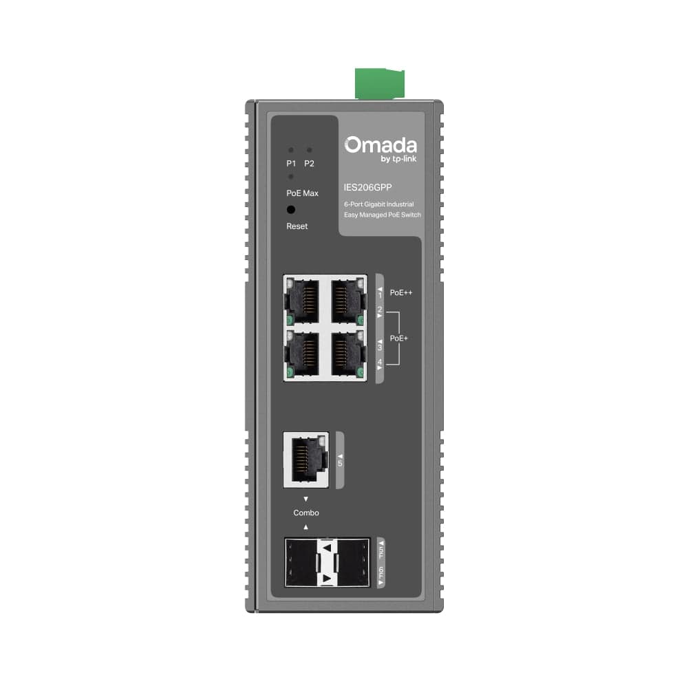 Omada 6-Port Gigabit Industrial Easy Managed Switch with 3-Port PoE+ and 1-Port PoE++, IES206GPP