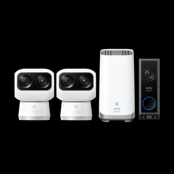 Eufy Indoor Cam S350 + HomeBase™ S380 + Video Doorbell E340 (Battery Powered)