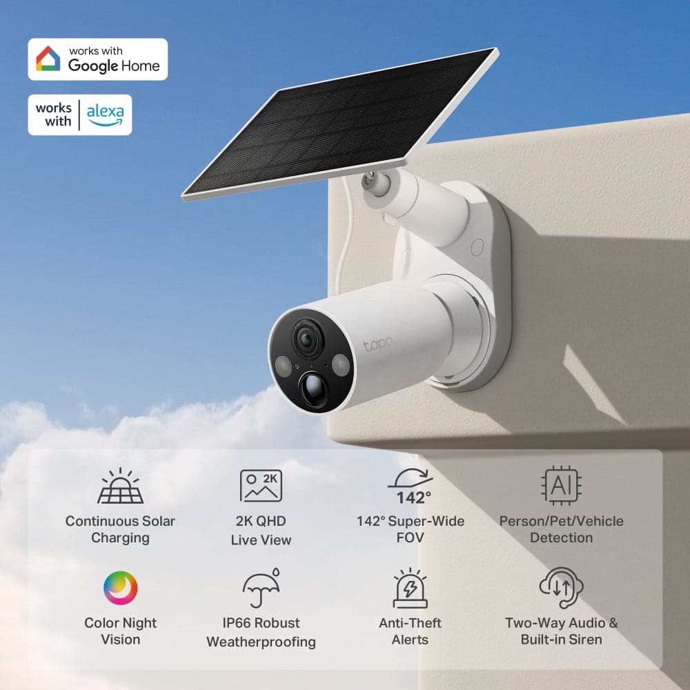 MagCam 2K Solar QHD Outdoor Security Camera, Tapo C425 Kit V2 4-Pack