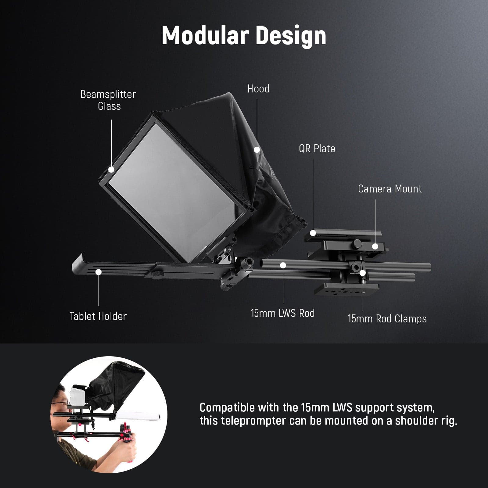 C12 Camera Teleprompter with 501PL QR Plate