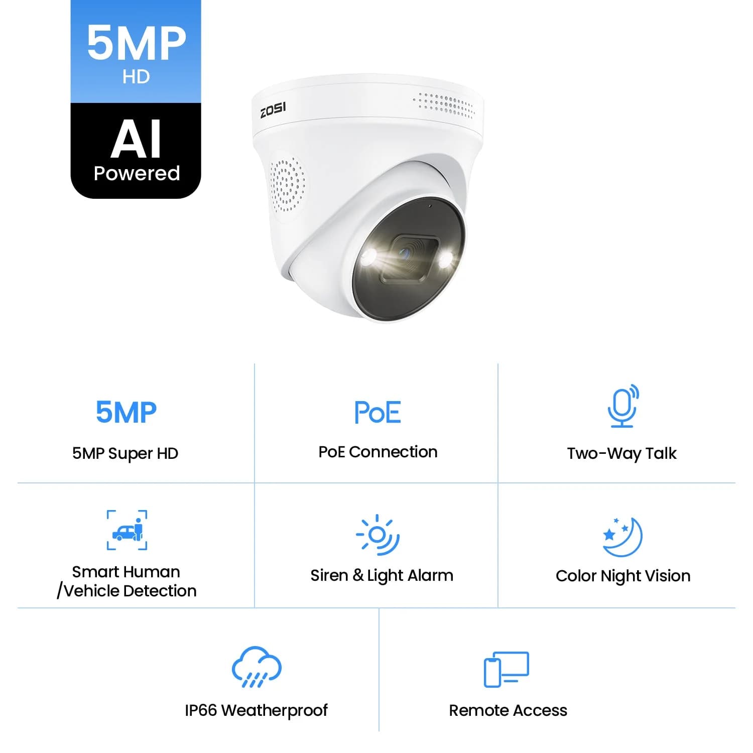 C225 5MP PoE IP Camera with Starlight Night Vision — 2-Camera Pack