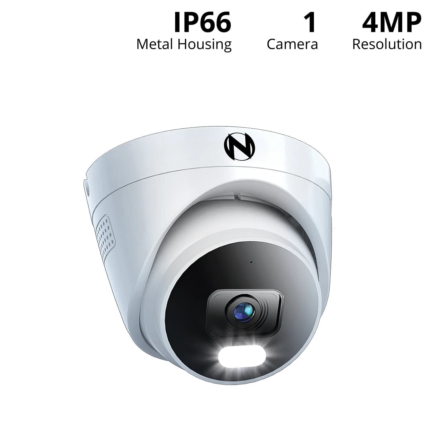 Ruggedized Add On Wired IP 4MP Deterrence Dome Camera with 2-Way Audio - 1 Pack - White