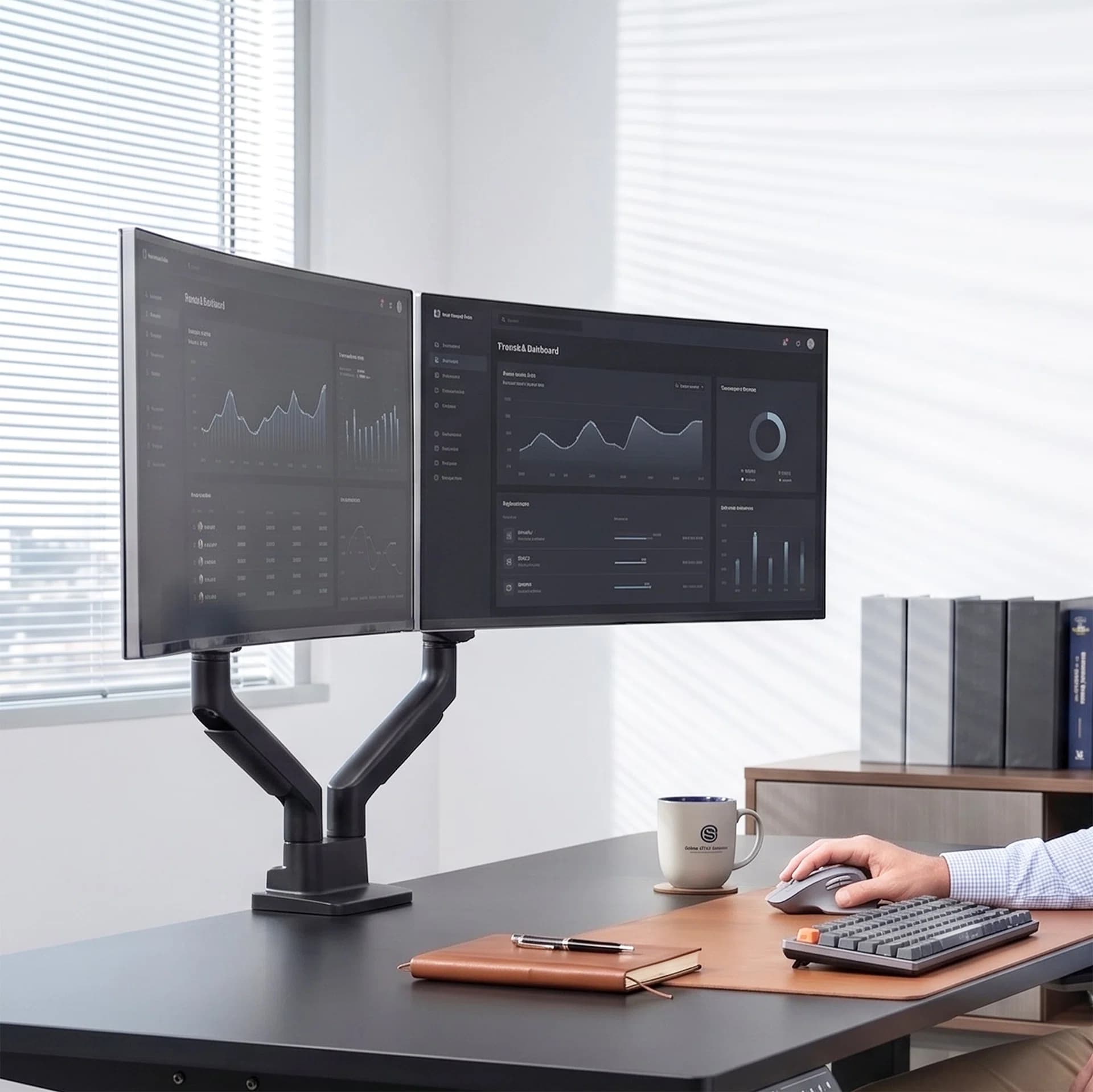 VIVO PRO Pneumatic Arm Dual Ultrawide Monitor Desk Mount - Up to 38" Screens