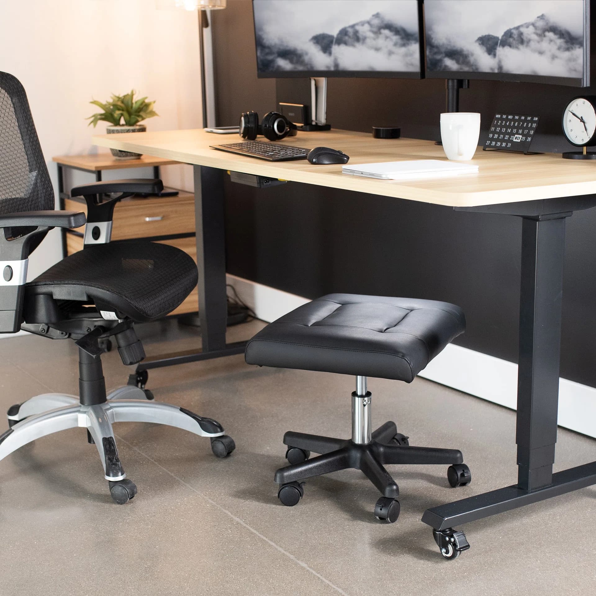 2-in-1 Footrest & Ergonomic Desk Stool