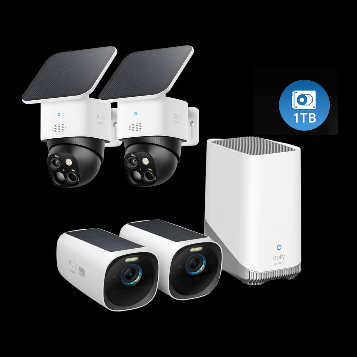eufyCam S330 (eufyCam 3) + SoloCam S340 (2-Pack) + 1 TB Hard Drive