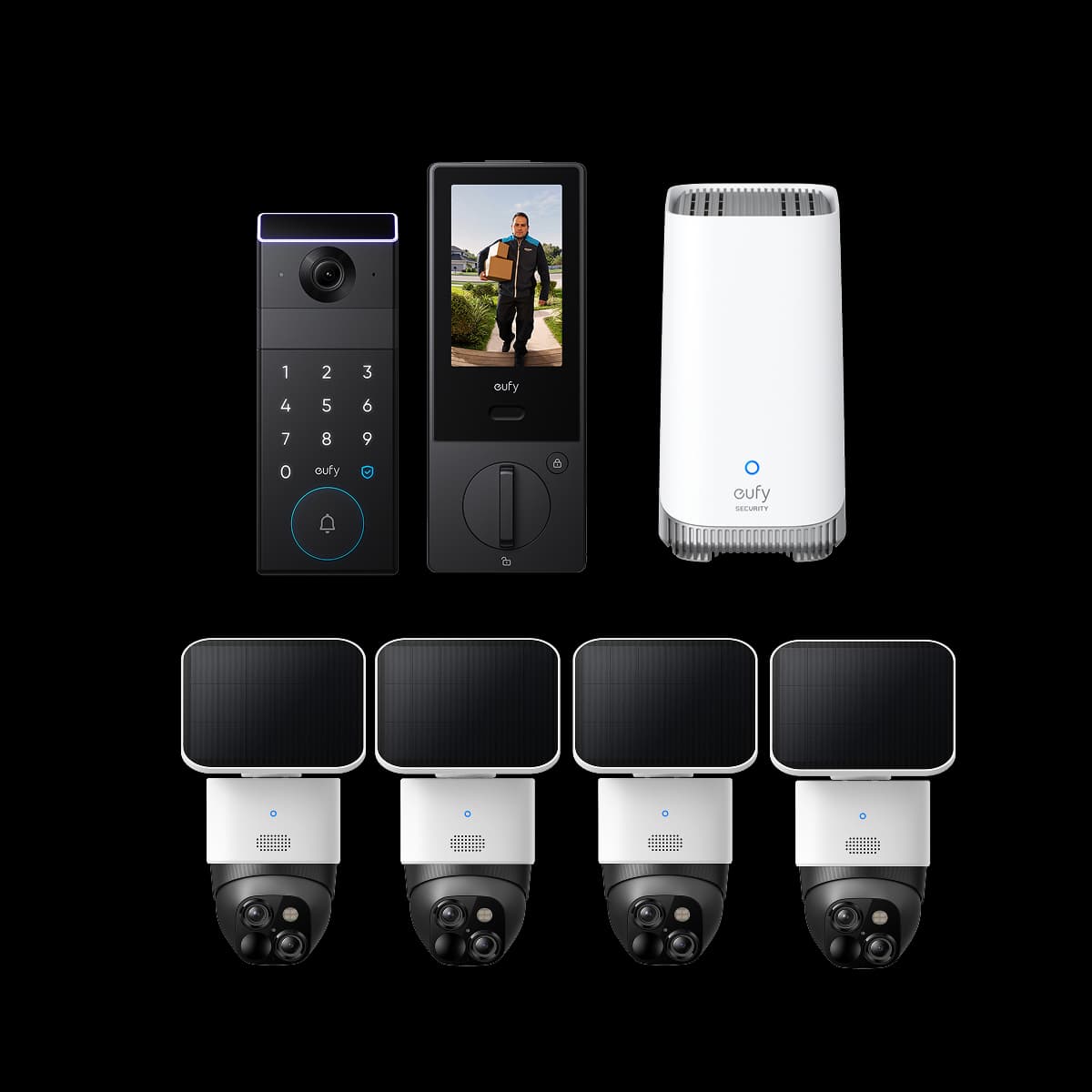 eufy SoloCam S340 (4-Cam Pack) + FamiLock S3 Max + HomeBase™ S380