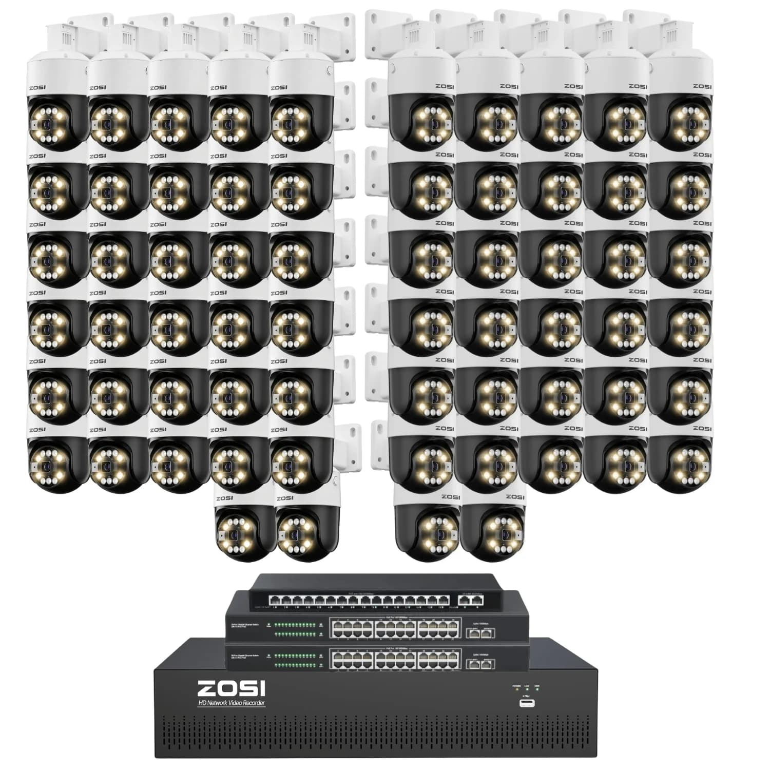 C296 40-Camera White 4K 64-Channel PoE System — 16TB