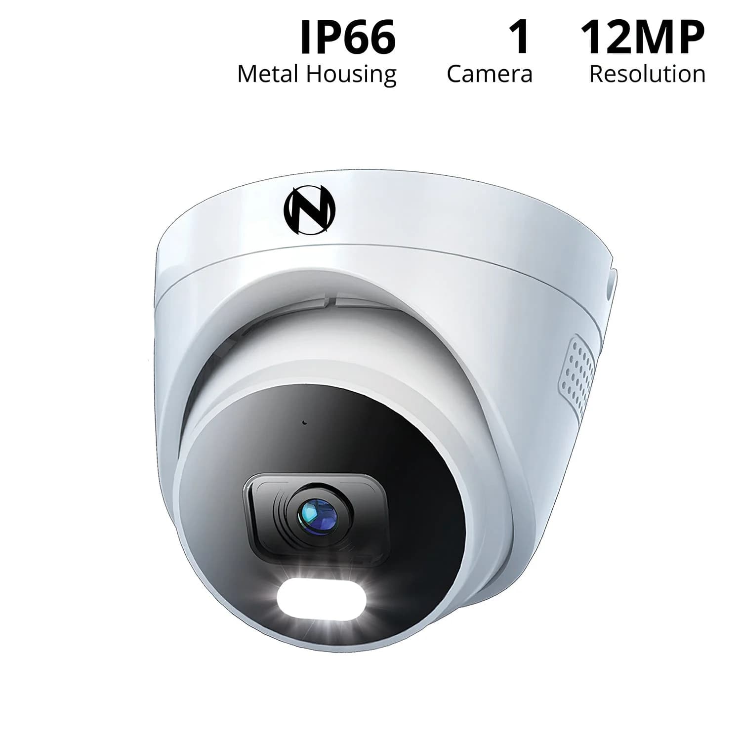 Ruggedized Add On Wired IP 4K+ 12MP Deterrence Dome Camera with 2-Way Audio - 1 Pack - White