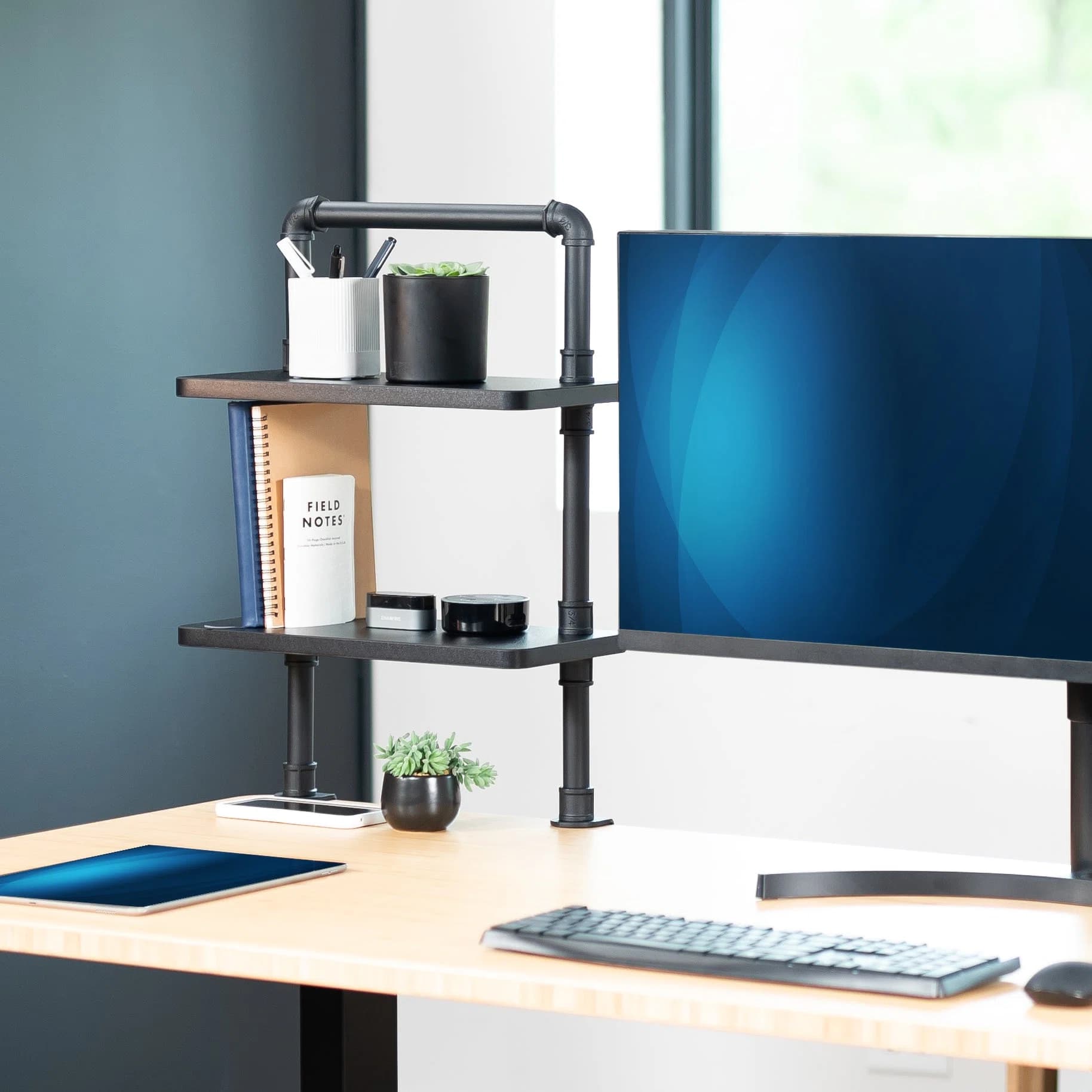 Clamp-on Industrial Pipe Shelves