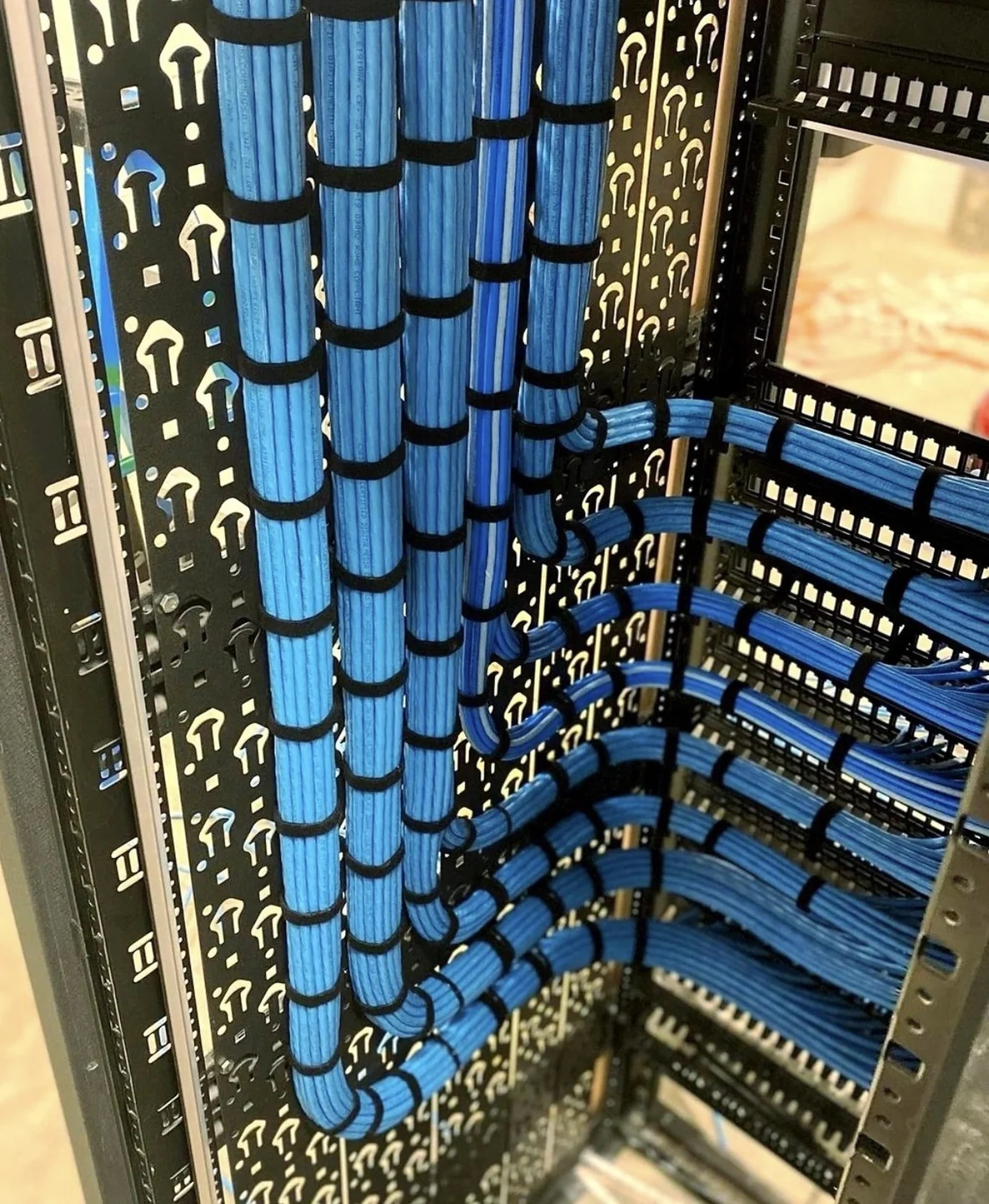 Real organized network rack and cable management