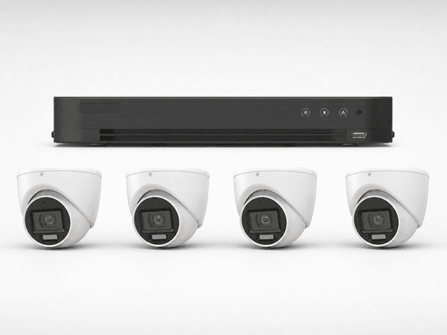 One LTS 4-channel DVR with four LTS 2MP HD-TVI turret cameras