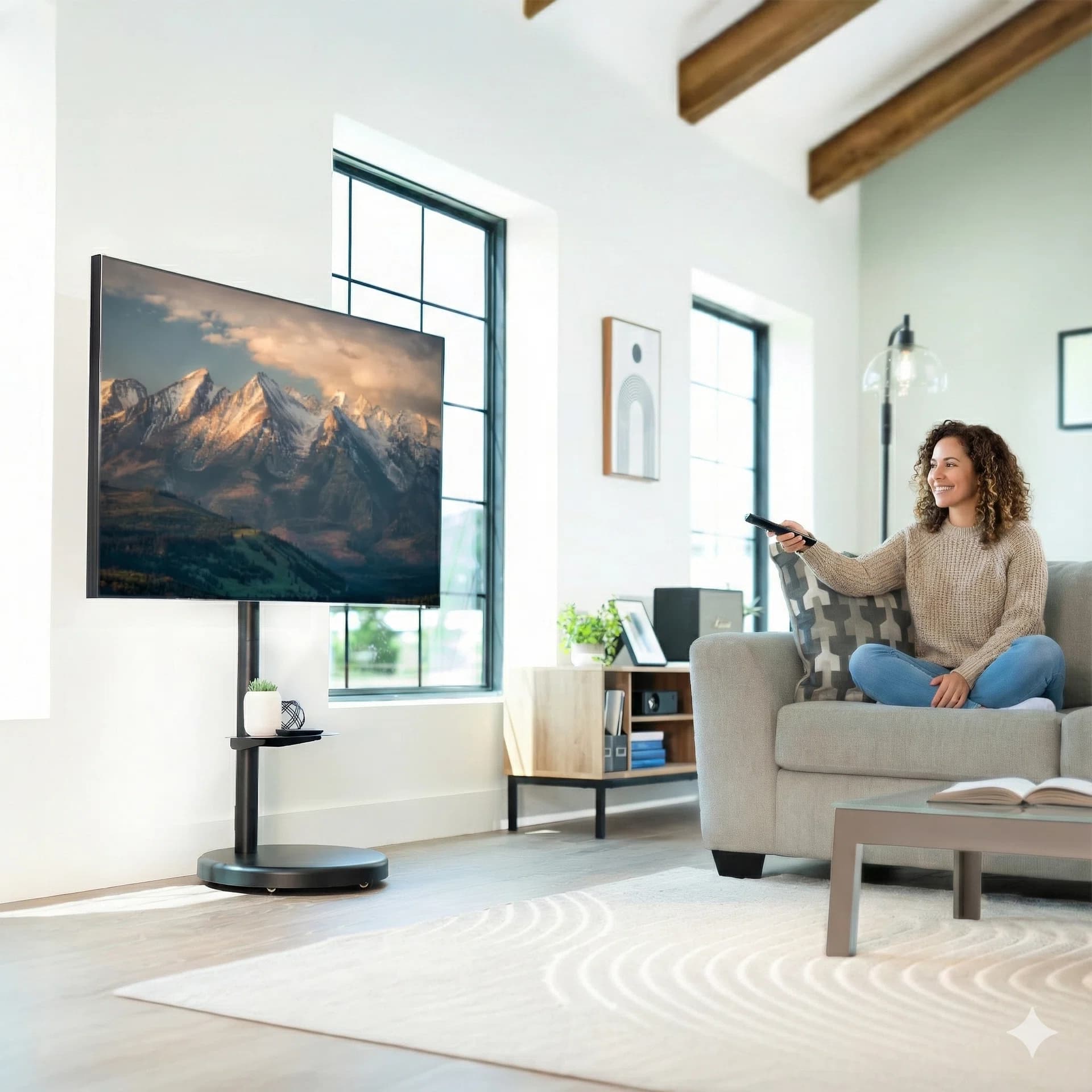 Mobile TV Floor Stand with Shelf - 32" to 86" Screens