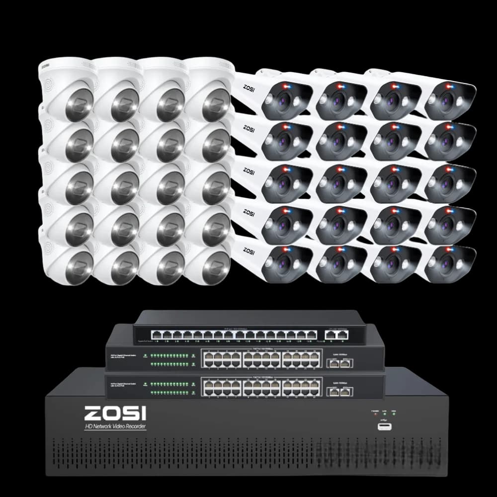 C182/C225 64-Camera White 4K 64-Channel PoE System — 16TB